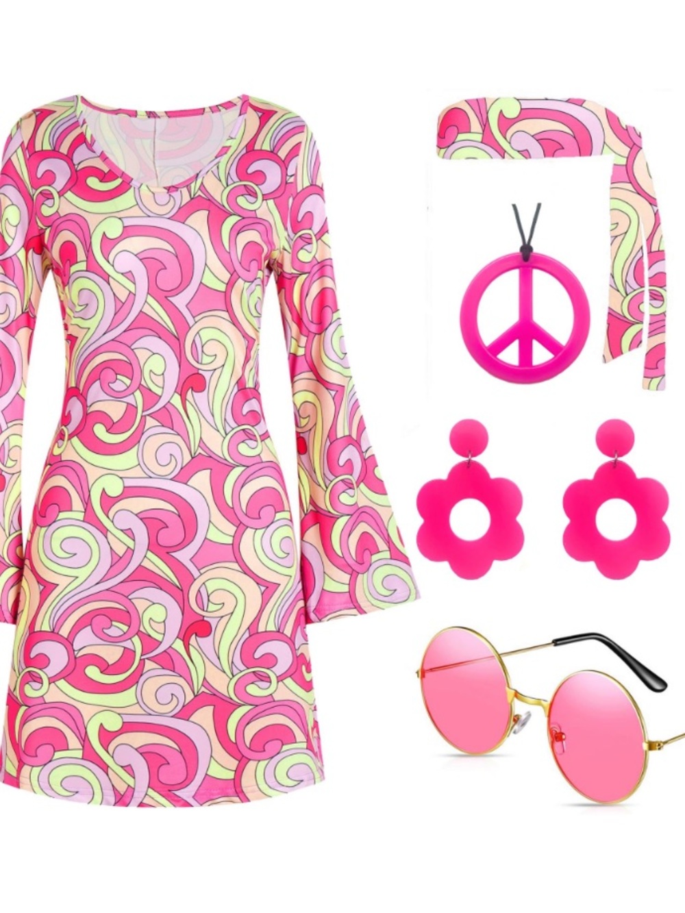 Women's Pink hippie dress costume